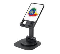 ZHushog Ethiopia Flag Map Rotating Phone Holder With 360 Swivel Non-Slip Base Foldable Adjustable Angle Stand For Desk