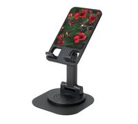 ZHushog Hummingbirds Red Flower Hibiscus Rotating Phone Holder With 360 Swivel Non-Slip Base Foldable Adjustable Angle Stand For Desk