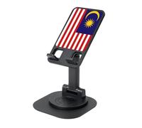 ZHushog Malaysia Flag Rotating Phone Holder With 360 Swivel Non-Slip Base Foldable Adjustable Angle Stand For Desk