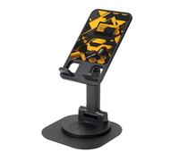 ZHushog Mustard Yellow And Black Rotating Phone Holder With 360 Swivel Non-Slip Base Foldable Adjustable Angle Stand For Desk