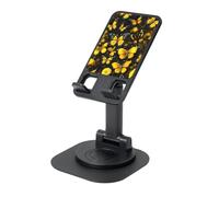 ZHushog Yellow Flowers Butterflies Rotating Phone Holder With 360 Swivel Non-Slip Base Foldable Adjustable Angle Stand For Desk