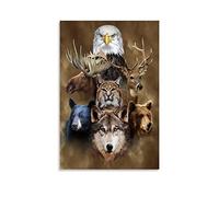 ZHUTOU Native American Indian Animals Poster Canvas Art Poster and Wall Art Picture Print Modern Family bedroom Decor Posters 12x18inch(30x45cm)
