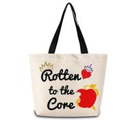 ZhuVantrix Descendants Reusable Grocery Tote Bag | Aesthetic Shopping Shoulder Handbag with Interior Zipper Pocket, Descendants Present for Women Friends