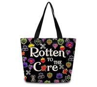 ZhuVantrix Descendants Tote Bag Reusable Grocery Bags Aesthetic Shopping Shoulder Handbag with Interior Zipper Pocket Stylish Rotten To The Core Present for Tv Show Lovers Women-4