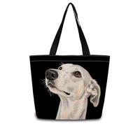 ZhuVantrix Greyhound Tote Bag Cute Aesthetic Shopping Shoulder Handbag with Interior Zipper Pocket Lightweight & Washable Stylish Greyhound Present for Women Friends