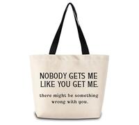 ZhuVantrix Nobody Gets Me Like You Get Me Tote Bag Cute Aesthetic Shopping Shoulder Handbag with Interior Zipper Pocket Lightweight & Washable Stylish Funny Text Present for Women Friends