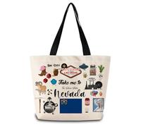 ZhuVantrix Take Me To Nevada Tote Bag Reusable Grocery Bags Aesthetic Shopping Shoulder Handbag with Interior Pocket Lightweight & Washable Stylish Nevada Travel Present for Women