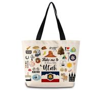 ZhuVantrix Take Me To Utah Tote Bag Reusable Grocery Bags Aesthetic Shopping Shoulder Handbag with Interior Pocket Lightweight & Washable Stylish Utah Travel Present for Women