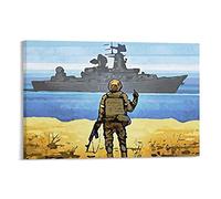 ZHUYING Russian Warship Go F Yourself Poster Wall Art Ukrainian Soldier Gift Canvas Posters Canvas Painting Poster Wall Art Decorative Picture Prints Modern