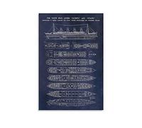 ZHUYING The Titanic Poster The Titanic Blueprint Poster Artworks Canvas Poster Wall Art Prints Home Modern Decor 20x30inch(50x75cm)