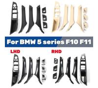 ZHUYRT Black Carbon Fiber LHD/RHD Car Interior Door Handle/Fit for BMW 5 Series F10 F11 520d 525d 530d 535i Inner Panel Pull Trim Cover(Black LHD)