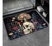 ZHUZHISHAN Bath Mat-Bathroom Rug，A Skull and Mushroom-Absorbent Non Slip Quick Dry Stain Resistant Easy to Clean Care Shower Rug for Bathtub Shower Room 17×27.5Inch (43 * 70cm)
