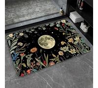 ZHUZHISHAN Bath Mat-Bathroom Rug，Moon Surrounded by Wildflowers-Absorbent Non Slip Quick Dry Stain Resistant Easy to Clean Care Shower Rug for Bathtub Shower Room 17×27.5Inch (43 * 70cm)