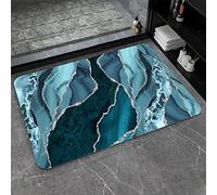 ZHUZHISHAN Diatomaceous Earth Bath Mat,Blue and Silver Marble Non-Slip Volume Super Absorbent Fast Drying for Bathroom Kitchen Door mat,Eco-Friendly Easy to Clean 17×27.5Inch (43 * 70cm)