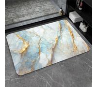 ZHUZHISHAN Diatomaceous Earth Bath Mat,Blue, White and Gold Marble Non-Slip Volume Super Absorbent Fast Drying for Bathroom Kitchen Door mat,Eco-Friendly Easy to Clean 20×31Inch (50 * 80cm)