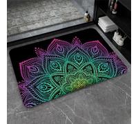 ZHUZHISHAN Diatomaceous Earth Bath Mat,Colorful Mandala Flower Non-Slip Volume Super Absorbent Fast Drying for Bathroom Kitchen Door mat,Eco-Friendly Easy to Clean 20×31Inch (50 * 80cm)