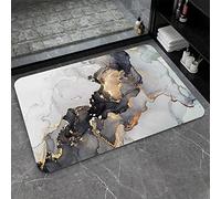 ZHUZHISHAN Diatomaceous Earth Bath Mat,Grey Gold Marble Non-Slip Volume Super Absorbent Fast Drying for Bathroom Kitchen Door mat,Eco-Friendly Easy to Clean 16×24Inch (40 * 60cm)