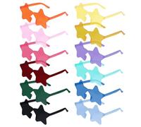 ZHXGO 12 Colorful Star Rimless Sunglasses, Cat Eye Shape Party Glasses Transparent Candy Colour Rimless Glasses for Bachelorette Party (Pentagram)