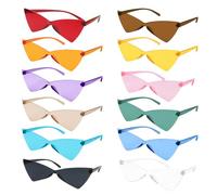 ZHXGO 12 Colorful Star Rimless Sunglasses, Cat Eye Shape Party Glasses Transparent Candy Colour Rimless Glasses for Bachelorette Party (Cat Eye)
