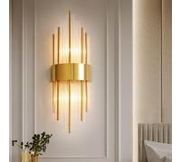 zhxinashu Art Deco Wall Lights,Vintage Gold Wall Lamp for Living Room, Bedroom,Hallway - Glass Tube Design E14 Indoor Wall Mounted Light Fixture(Gold)