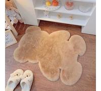 zhxinashu Bear Shaped Rug, Fluffy Carpet for Living Room, Small Bear Sheepskin Solid Color Anti Slip Carpet for Kids Rooms Sofa Floor Bedroom,Brown,75x105CM