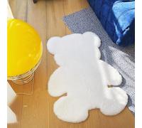 zhxinashu Bear Shaped Rug, Rugs for Bedroom, Fluffy Carpet for Living Room, Bear Sheepskin Solid Color Anti Slip Carpet for Kids Rooms Sofa Floor,White,75x105CM