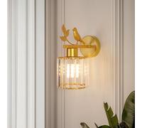 zhxinashu Crystal Gold Wall Light Sconce - Modern Design Bird Wall Light, E27 Indoor Nordic Wall Lamp for Bedroom Bedside Living Room Hallway Passage