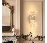 zhxinashu Gold LED Wall Light,Water Ripples Crystal Wall Sconce,Warm White