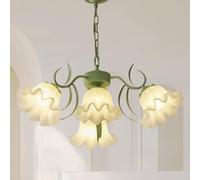 zhxinashu Green Chandeliers Ceiling Light, Acrylic Flower Pattern Pendant Light, E27 Vintage Ceiling Lights for Bedroom Kitchen, Living Room, Dining Room