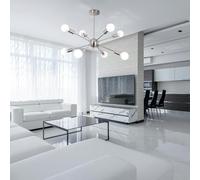 zhxinashu Living Room Lights Ceiling, Modern Ceiling Light, 8-Lights Sputnik Chandelier,Industrial E27 Chandelier for Living Room, Bedroom, Dining Room(Sliver)
