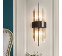 zhxinashu Modern Black Wall Lights, Industrial Style Glass Wall Lamp for Bedroom, Living Room, Kitchen - Art Deco Vintage Design E14 Indoor Wall Mounted Lighting Fixture(Black)