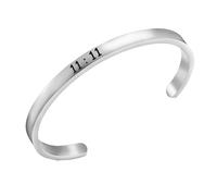 Zhxingjew 11 11 Angel Numbers Cuff Bracelet Make A Wish Gift for Women, S, Stainless Steel, no gemstone
