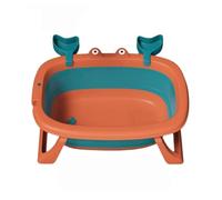 ZHXQRP Collapsible Pet Bathtub Multi-Functional Plastic Bath-tub with Non-slip Texture Folding Hung on the Wall to Save Space for Puppy Small Dogs Cats(Orange)