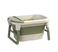 ZHXQRP Collapsible Pet Bathtub with Water Drain Plug Portable Puppy Bathing Tub Plastic Dog Bath Tub with Handle Space Saving for Puppy Small Dog Cat(Green)