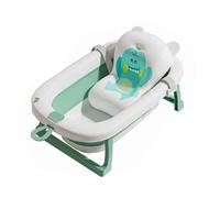 ZHXQRP Foldable Bath with Water Drain Plug and Temperature Display for Puppy Cats Pet Washing Shower Multifunctional Portable Bathtub Sturdy(Green bath mat)