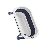 ZHXQRP Multi-Functional Collapsible Bathtub with Drainage Hole and Intelligent Temperature Sensing Dog Cleaning Bath Tub for Puppy Small Dogs Cats(Blue)