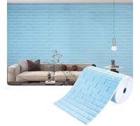 ZHXQRP Peel and Stick Wallpaper 3D Brick Effect Wall Panels for Living Room Bedroom Walls Decoration Sticky Back Roll Self Adhesive Wall-Paper(Blue4mm,0.7 * 20m/2.29 * 65.6ft)