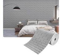 ZHXQRP Peel and Stick Wallpaper 3D Brick Effect Wall Panels for Living Room Bedroom Walls Decoration Sticky Back Roll Self Adhesive Wall-Paper(Gray3mm,0.7 * 10m/2.29 * 32.8ft)