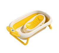 ZHXQRP Pet Bathtub with Drainage Hole and Bath Rack Multi-Functional Foldable Bath-tub Digital Temperature Sensing Large Capacity for Puppy Small Dogs Cats(Yellow)
