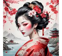 ZHXXFD Diamond Painting Kits for Adults Japanese Landscape Geisha 30x30 5D Diamond Art Kits DIY Full Round Drill Crystal Cross Stitch Embroidery Mosaic Kits Beginners Kids,DKOG065