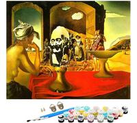 ZHXXFD Paint by Numbers for Adults DIY Canvas Oil Painting KitFamous Paintings Salvador Dali - Spanish Surrealist Painter,Colour by Number Painting Canvas Easy Landscape,40X50Cm,A3