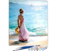 ZHXXFD Paint by Numbers for Adults Landscape Beach Woman 40X50 Cm DIY Canvas Oil Painting by Numbers Kit for Adults Beginner,A28
