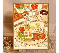 ZHXXFD Paint by Numbers Kits for Adults Kitchen Cake Bread Toast Fruit with Frame 40X50Cm DIY Oil Acrylic Painting by Numbers Kits for Beginners Canvas Landscape,A9