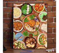 ZHXXFD Paint by Numbers Kits for Adults Kitchen Cake Bread Toast Fruit with Frame 40X50Cm DIY Oil Acrylic Painting by Numbers Kits for Beginners Canvas Landscape,A2