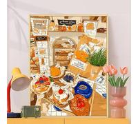 ZHXXFD Paint by Numbers Kits for Adults Kitchen Cake Bread Toast Fruit with Frame 40X50Cm DIY Oil Acrylic Painting by Numbers Kits for Beginners Canvas Landscape,A3
