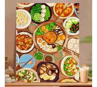 ZHXXFD Paint by Numbers Kits for Adults Kitchen Cake Bread Toast Fruit with Frame 40X50Cm DIY Oil Acrylic Painting by Numbers Kits for Beginners Canvas Landscape,A11