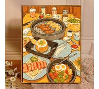 ZHXXFD Paint by Numbers Kits for Adults Kitchen Cake Bread Toast Fruit with Frame 40X50Cm DIY Oil Acrylic Painting by Numbers Kits for Beginners Canvas Landscape,A8