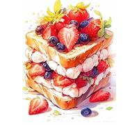 ZHXXFD Paint by Numbers Kits for Adults Kitchen Cake Bread Toast Fruit Without Frame 40X50Cm DIY Oil Acrylic Painting by Numbers Kits for Beginners Canvas Landscape,A27