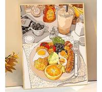 ZHXXFD Paint by Numbers Kits for Adults Kitchen Cake Bread Toast Fruit Without Frame 40X50Cm DIY Oil Acrylic Painting by Numbers Kits for Beginners Canvas Landscape,A16