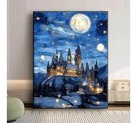 ZHXXFD Starry Sky Landscape Paint By Numbers for Adults with Frame,Beginner Paint By Numbers Canvas Kits Castle - 40X50Cm,DIY Acrylic Oil Painting Kit Art,Painting By Numbers for Adults,A1